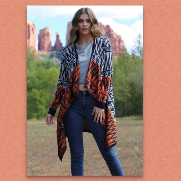BelleFemme Boutique Sweaters - NEW LISTING ALMOST SOLD OUT Open Cardigan Sweater Aztec Southwest Geometric